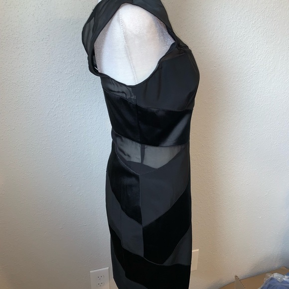 Karen Millen Silk Asymmetrical Black Sheath Dress Size 6 - Picture 4 of 8